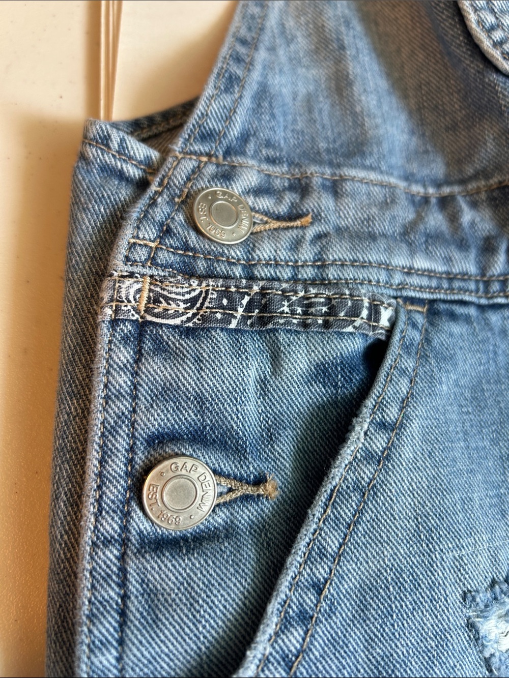 Gap Coastal Cowgirl Boho Denim Overalls Shorts - Picture 6 of 12